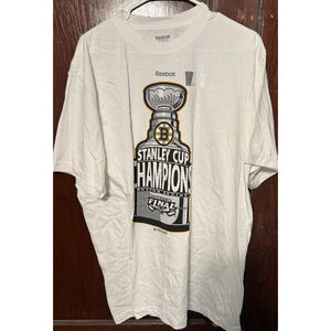 BOSTON BRUINS Stanley Cup Champions Reebok White Tee Men's Sz XXL NEW WITH TAGS